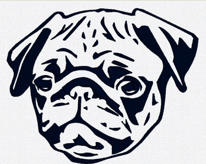 Appliqué Pug design for machine embroidery. Available in PES, JEF, DST and more formats.