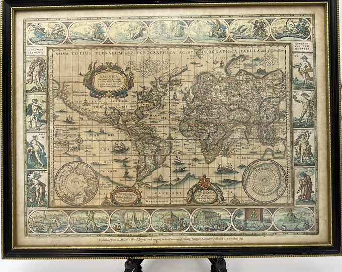 Antique Reproduction Nova Totius Terrarum Orbis Geographica AC Hydrographica Tabila Map by Guilielmo Blaeuw