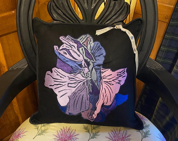 The Orkney Lily - One of a kind Luxury Cushion inspired by Artist Eileen Sclater - Unique Sew Art
