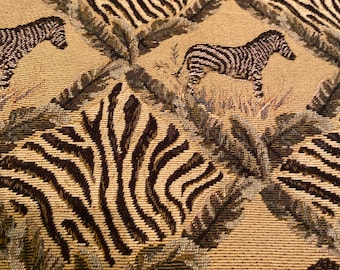 Vintage Thick Woven Zebra & Palm Tree Tapestry Fabric Imported from South Africa (ONLY 3m left)