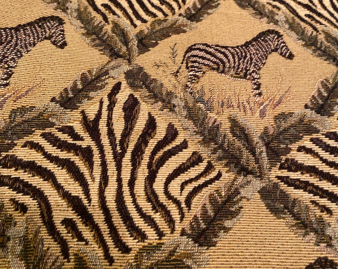 Vintage Thick Woven Zebra & Palm Tree Tapestry Fabric Imported from South Africa (ONLY 3m left)