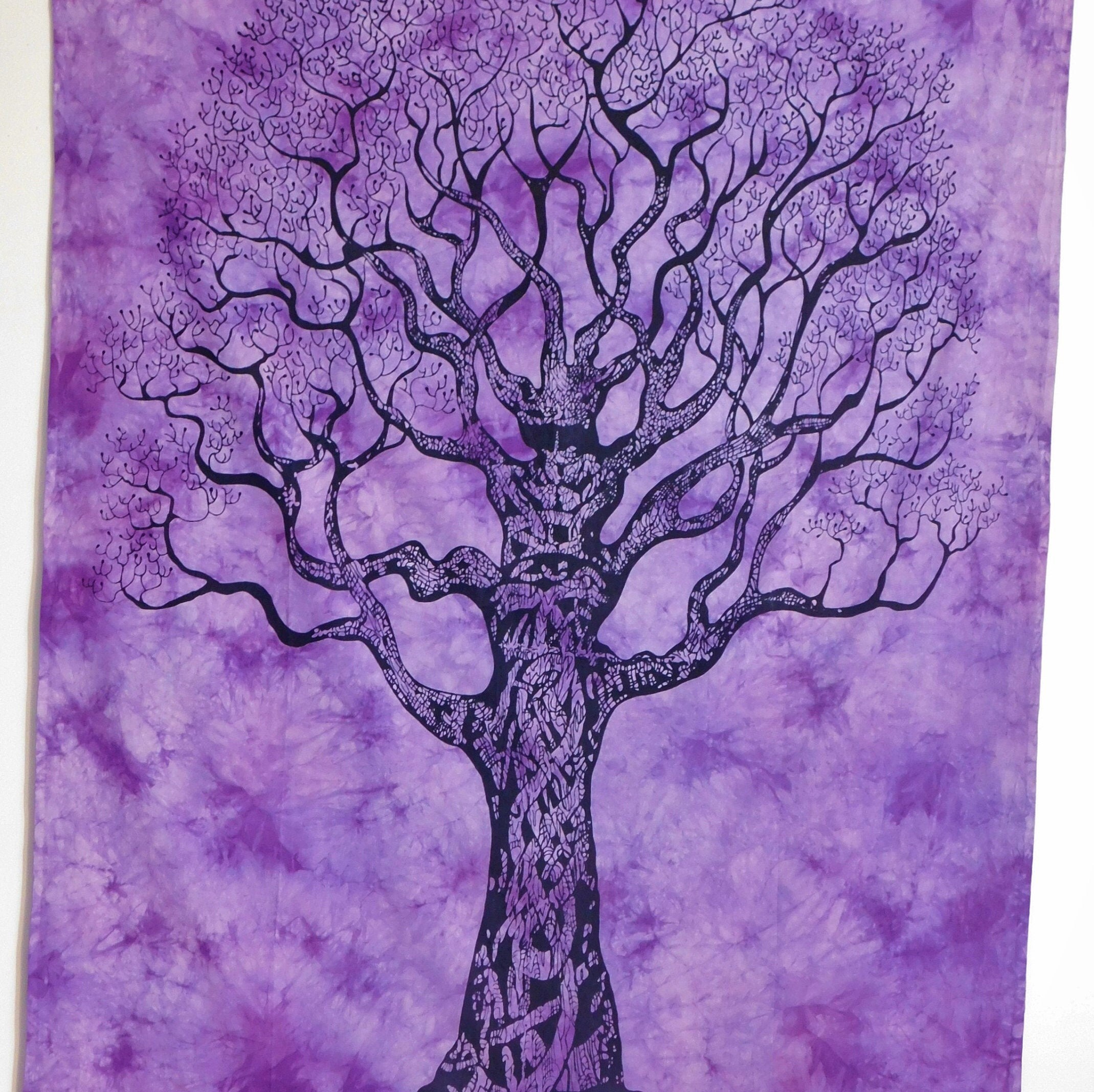 Tenture Murale Arbre de Vie Violet 100 % Coton