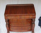 Antique Eexceptional R. J. Horner Mahogany Drop Front Desk With Carved Griffens