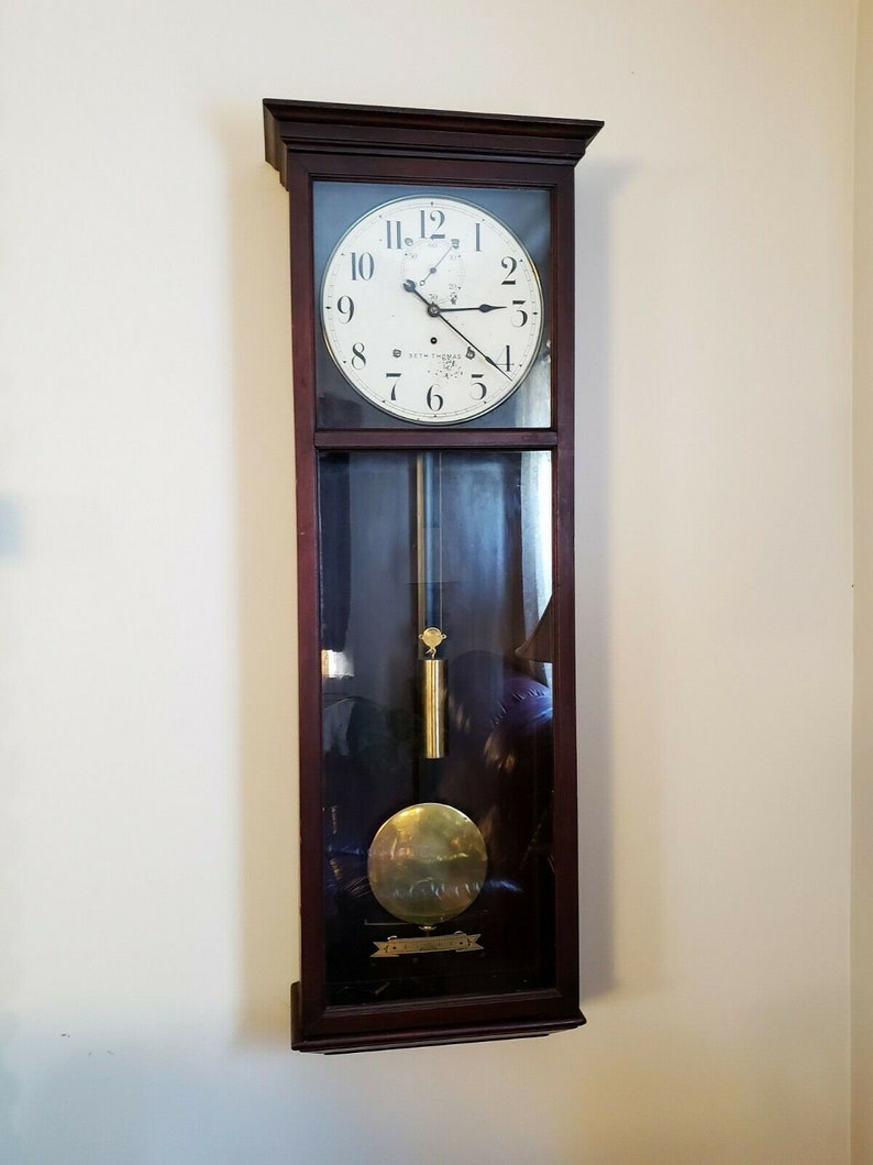 Rare Seth Thomas Clock Co Regulator 80 8 Day Mahogany Wall Iron Movement