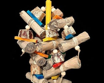 Banana Rama | Multi-Textured Shreddable Bird Toy with Mahogany & Banana Leaves | Small Parrot Bird Toy