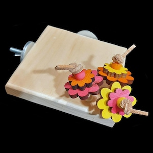 Pretty Petals Platform Bird Perch | Flat Pine Wood Perch for Parrots | 2 Sizes for Small and Medium Birds