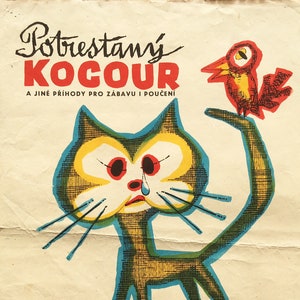 PUNISHED TOMCAT Vintage 60's Cinema Film Movie Poster from Czechoslovakia for animated children flick. Amazing Wall decoration for nursery.