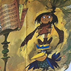 PEQUEÑA BRUJA Póster de película checa Hexe y su Cuervo Mágico Lindo Vintage Habitación para niños Animación checa Decoración de película Decoración de arte de los años 80