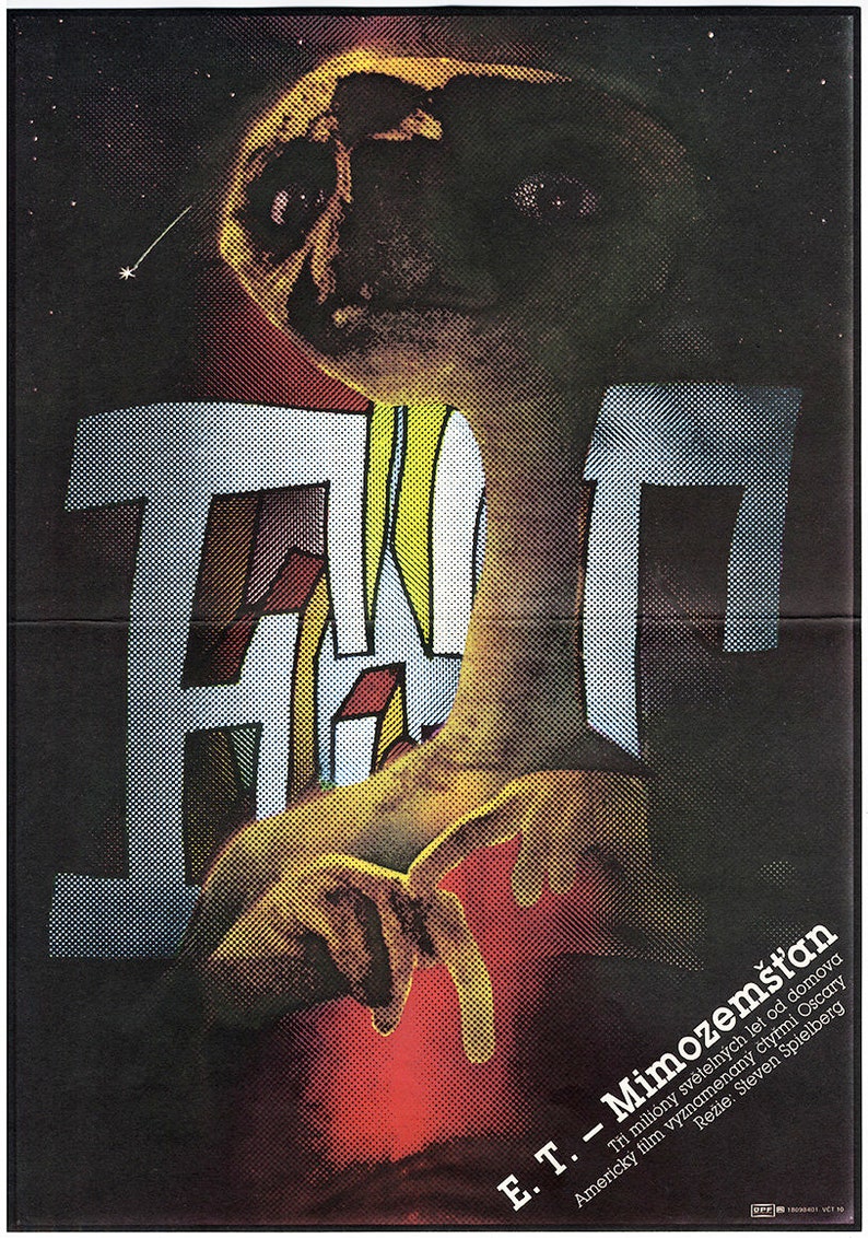 the Extra-Terrestrial Czech movie poster Original Vintage Cinema Art by Zdenek Ziegler Steven Spielberg 80/'s E.T