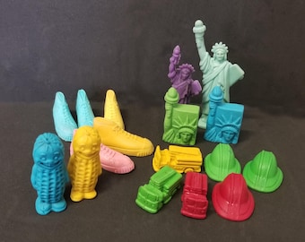 Vintage 1980s Diener Erasers: Carter Peanut, Sneakers, Fireman, Statue of Liberty