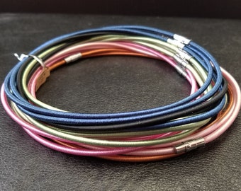 18"-18.5" Silk Ribbon wrapped plastic Cords with Magnetic Clasp CHOOSE Color