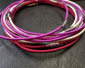 17.5"-18" Silk Ribbon wrapped plastic Cords with Magnetic Clasp CHOOSE Color