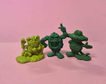1970s Freakies Figures: Cowmumble, Soft Boss Moss, Soft Gargle Cereal Toys