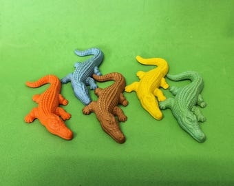 Vintage Diener Erasers: ALLIGATOR Jungleland Animal Safari Adventure Series CHOOSE Color, 1 Piece Rubber Eraser