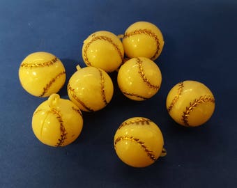 Vintage 1960s era BASEBALL 7/8" Charms made in Hong Kong - Lot of 8