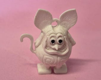 Vintage 1960s Ed Roth Rat Fink Charm (No Ring), White Hotrod Collectible