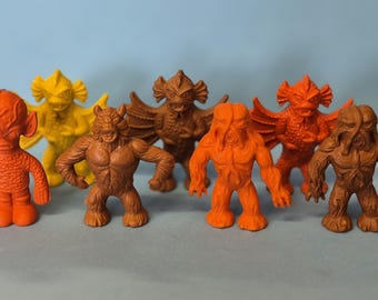 Vintage Diener Rubber Eraser Figures: Space Creature Monsters