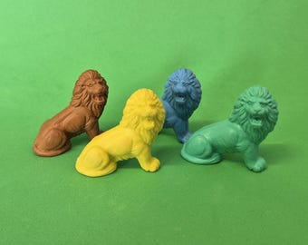 Vintage Diener Erasers: LION Jungleland Animal Safari Adventure Series CHOOSE Color, 1 Piece Rubber Eraser