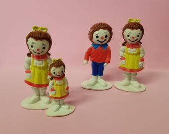 Diener JACK & JILL Figurines Raggedy ANN lookalikes Vintage 1970s Rubber Doll Figures Choose Set