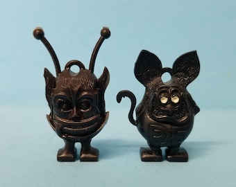 Vintage 1960s Rat Fink & Martian Fink Charms: Ed Roth Hotrod Collectibles