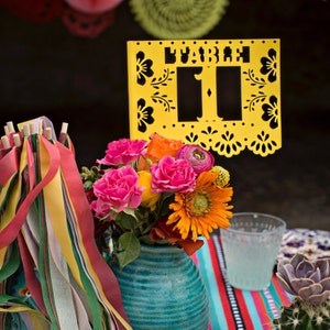 Numéros de table de mariage, Talavera, Papel Picado, mariage à destination, Fiesta mexicaine, Cinco de Mayo, décorations, centre de table, fête, LOT de 12 image 2