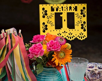Wedding Table Numbers, Papel Picado, Destination Wedding, Mexican Fiesta, Seating Chart, Wedding Numbers, Centrepiece, Guest Seat, SET OF 12