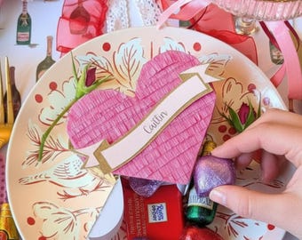 Piñata de corazón personalizada: recuerdo de San Valentín, regalo de Galentine