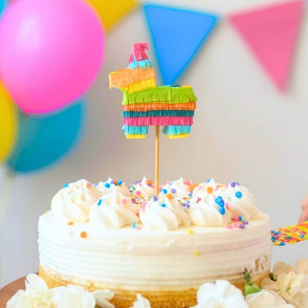 Adorno para pastel de mini piñata: Decoración para pastel de cumpleaños de fiesta