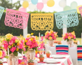 Personalized Papel Picado Banner - Custom Fiesta Baby Shower and Birthday Decoration