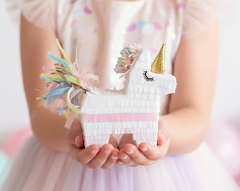 Mini Unicorn Piñata Party Favors, Fillable Treat Boxes
