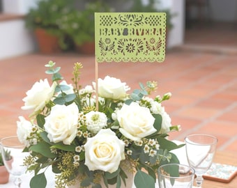 Personalized Cielito Lindo Centrepiece Flag -  Sage Green Baby Shower Decor