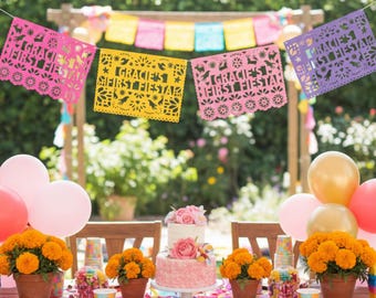 Personalized Papel Picado Banner: Mexican Fiesta Birthday Party Decor