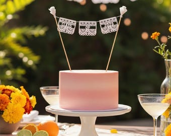 Graduation Papel Picado Cake Topper | Class of 2026 Personalized Fiesta Grad Decor