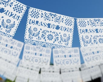Class of 2026 Papel Picado Banner | Fiesta Graduation Party Decor, Custom School Colors