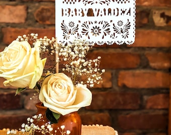 Personalized Papel Picado Flag Centerpiece: Cielito Lindo Baby Shower Decor