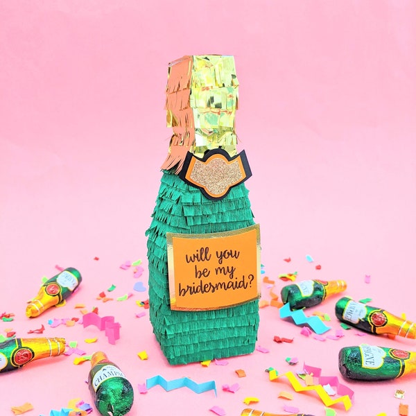 Green Veuve Champagne Mini Pinata | Bridesmaid Proposal Box | Pamper Party | Personalized Bridesmaid Proposal | 1 x Pinata | By LulaFlora