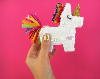 Unicorn Party Pinata, (3) Mini Unicorn Piñatas, Party Favor, Gift Box, Birthday Decoration, Princess Party, Bridesmaid Proposal, SET OF 3