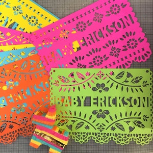 Custom Papel Picado Banner (1), Personalized Birthday Banner, Personalized Papel Picado, Custom Baby Shower Banner, Fiesta Decorations