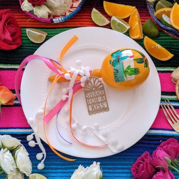 Maraca Tags, Fiesta Gift Tag, Mexican Fiesta Wedding, Papel Picado Tag, Hang Tags, Shake at the Kiss, Party Favor, Wedding Favor, Set of 12