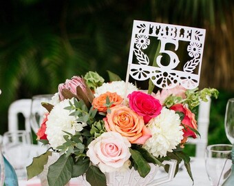 Rustic Wedding Table Numbers, Floral Table Number, Mexican Wedding Centrepiece, Seating Chart, Rehearsal Dinner, Boho Wedding Set of 12