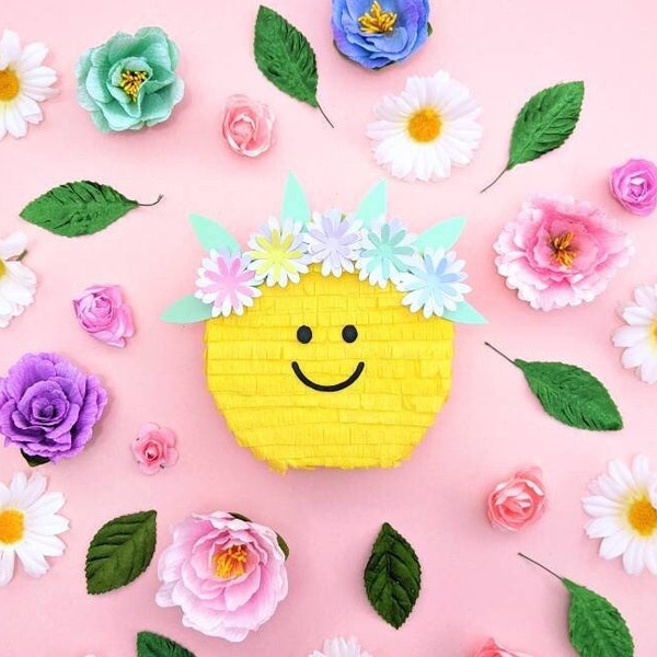 Groovy Happy Face Mini Pinata 1x | Smiley Face Party | Two Groovy | Groovy One | Flower Child | Boho Birthday |Five is a vibe| 1 Party Favor