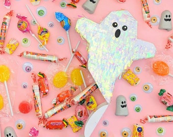 Mini Ghost Piñata (1), Iridescent Halloween Decorations, Halloween Party Favor, Halloween Treat Box, Ghost Decoration, Boo Basket, Boo Bag