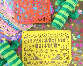 Fiesta Birthday Banners, Customized Papel Picado Banners, Disney Coco, First Fiesta, Cinco de Mayo, Mexican Wedding, 1 BANNER
