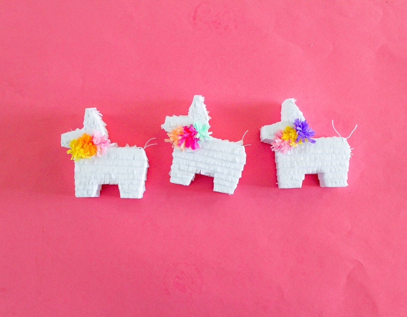 3 Mini Llama Piñatas, Mini Donkey Party Favor, Mini Pinata, Llama Birthday Party, Boho Fiesta, Llama Baby Shower, Fiesta Birthday, Set of 3 image 10