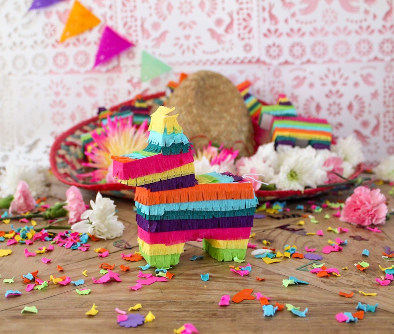 Mini Pinata 3 Party Favor, Fiesta Decoration, Fiesta Wedding Favor, Mini Donkey Pinata, Fiesta Theme Party, Cinco de Mayo Set of 3 Pinatas image 1