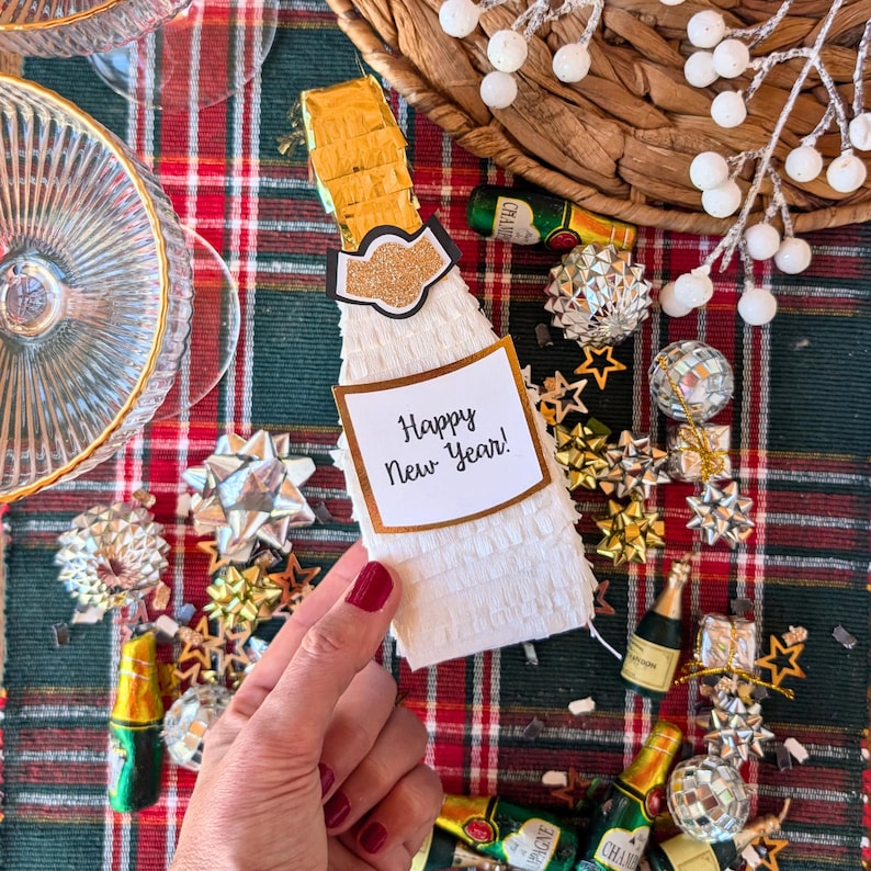 Personalized New Years Champagne Party Favor Boxes - Fillable NYE Decor