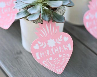 Papel Picado Favor Tags – Heart “Gracias” (Personalized) • by Lula Flora