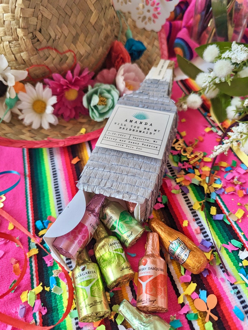 Tequila Bridesmaid Proposal 1, Mini Tequila Piñata, Bridesmaid Gift, Cinco de Mayo, Bachelorette Gift, Hangover Kit, Mexico Welcome Bag image 7
