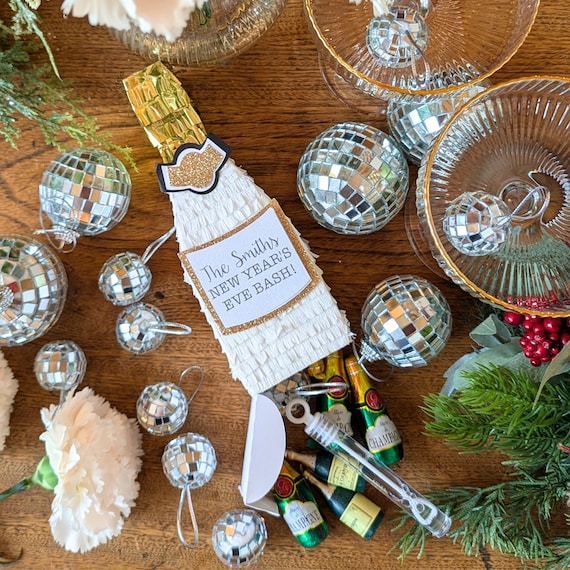Personalized New Years Champagne Party Favor Boxes - Fillable NYE Decor