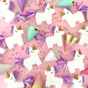 Unicorn Party Pinata, 3 Mini Unicorn Piñatas, Party Favor, Gift Box, Birthday Decoration, Princess Party, Bridesmaid Proposal, SET OF 3 image 4